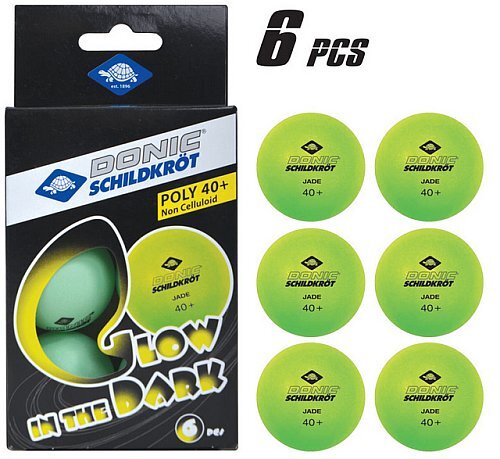 Tischtennis Ball Glow in the Dark, Poly 40+, 6 Stk.