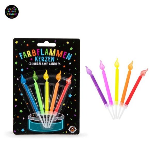 BIRTHDAY FUN Farbflammen-Kerzen 5er-Set