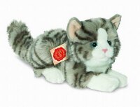 Katze liegend grau 20 cm