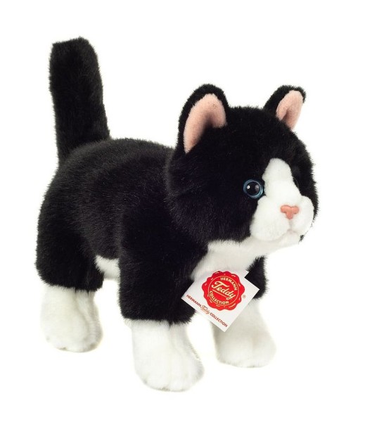 Katze stehend schwarz/weiß 20 cm
