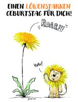 Postkarte Apic Löwenstarker Geburtstag