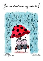 Postkarte Apic Regenschirm Marienkäfer