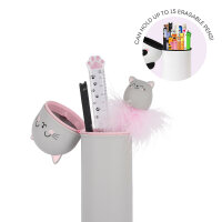 2-in-1-Federmäppchen aus Silikon - Kawaii Kitty