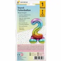 Stand Folienballon Regenbogen Zahl 2 40cm