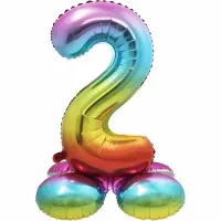 Stand Folienballon Regenbogen Zahl 2 40cm