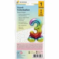 Stand Folienballon Regenbogen Zahl 3 40cm