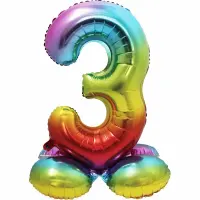 Stand Folienballon Regenbogen Zahl 3 40cm