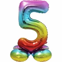 Stand Folienballon Regenbogen Zahl 5 40cm