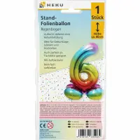 Stand Folienballon Regenbogen Zahl 6 40cm