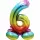 Stand Folienballon Regenbogen Zahl 6 40cm