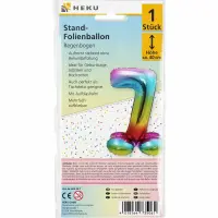 Stand Folienballon Regenbogen Zahl 7 40cm