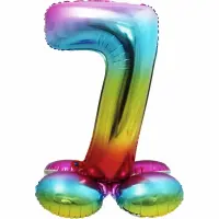 Stand Folienballon Regenbogen Zahl 7 40cm