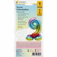 Stand Folienballon Regenbogen Zahl 9 40cm