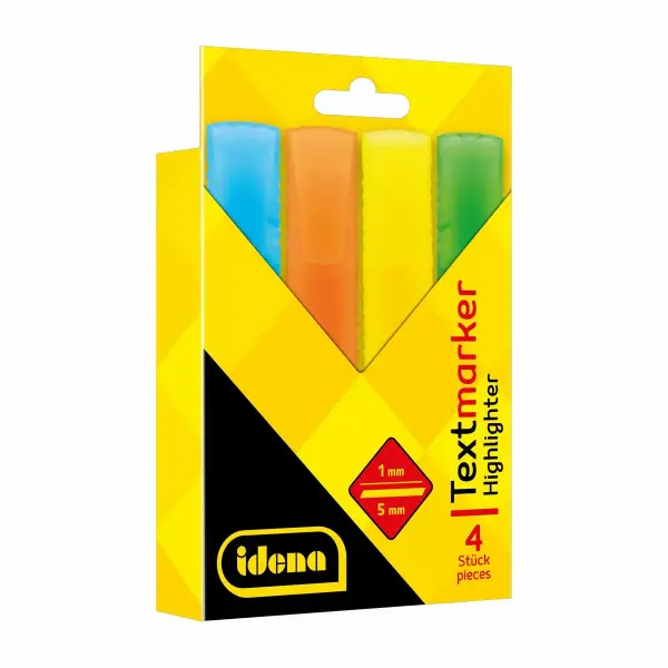 Idena Textmarker 4 Stück Faltschachtel