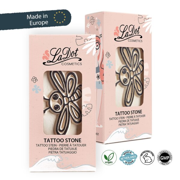 Tattoo Stone M Blumen Libelle
