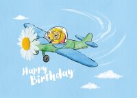 Postkarte Apic Happy Birthday Löwe Flieger