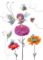 Postkarte Apic Blumenfee Krabbelfreunde