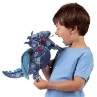 Dreiköpfiger Drache blau, Handpuppe