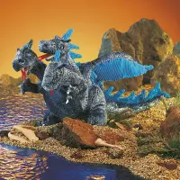 Dreiköpfiger Drache blau, Handpuppe