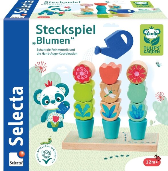 Tulips Garten: Steckspiel Blumen, Sortier-und Steckspiel aus Holz, 14 Teile