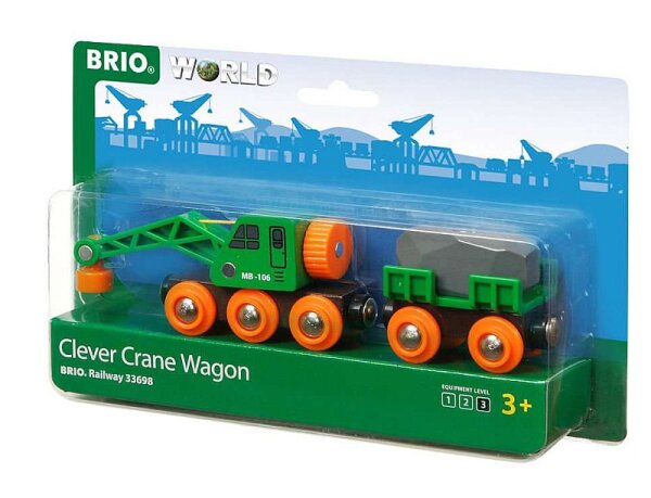 BRIO Grüner Kranwagen mit Anhänger und Fracht
